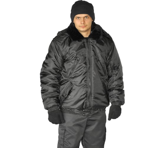 Изображение товара Зимняя мужская куртка на поясе URSUS Охрана черная КУР617-280; 56-58, 170-176