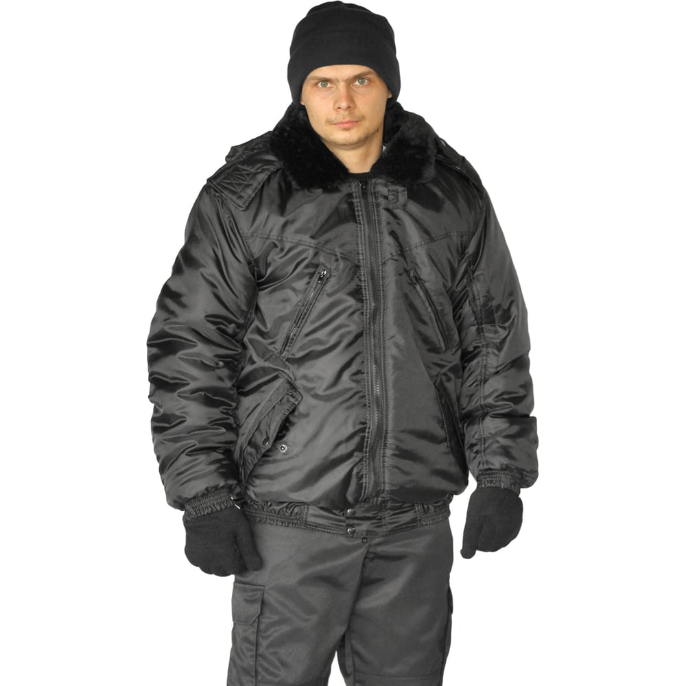 Изображение товара Зимняя мужская куртка на поясе URSUS Охрана черная 60-62