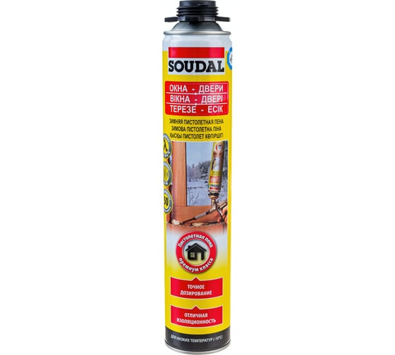 Изображение товара Зимняя пистолетная пена SOUDAL желтая 50 115003