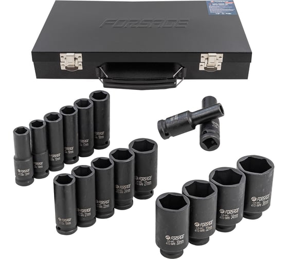 Изображение товара Набор ударных 6-гранных головок 17 предметов, 1/2" Forsage F-4172-5MPB(54902)
