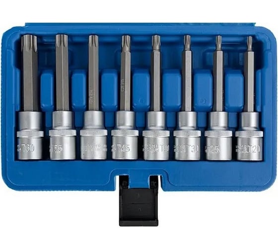 Изображение товара Набор головок со вставкой TORX 1/2" DR, длина 100 мм, 8 предметов VERTUL VR50190