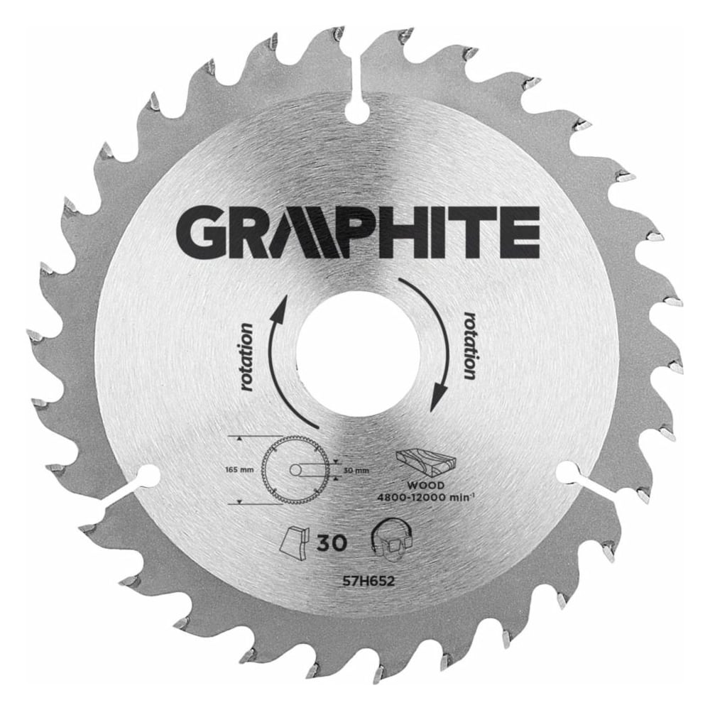 фото Диск отрезной по дереву (165x30 мм; 30 зубьев) graphite 57h652