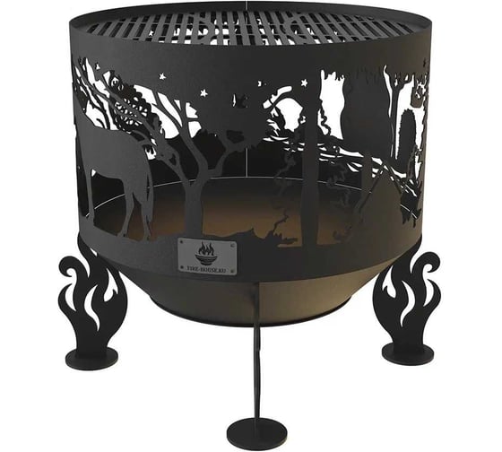 Изображение товара Комплект: костровая чаша FIRE-HOUSE ежик в тумане, диаметр 60 см с решеткой гриль Ch3-600ежик