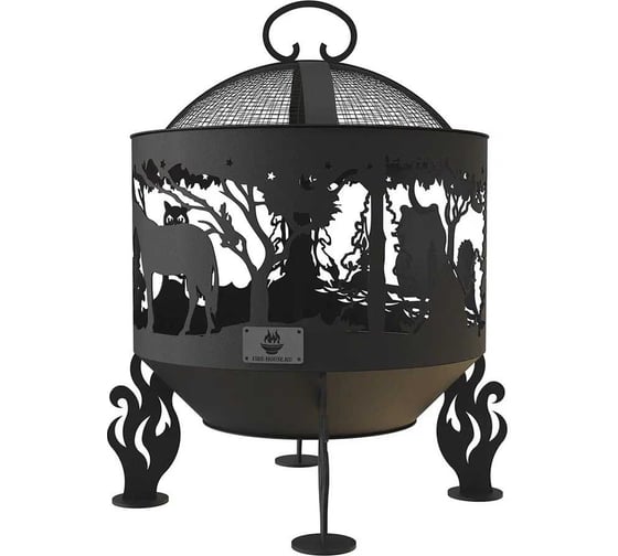 Изображение товара Комплект: костровая чаша FIRE-HOUSE ежик в тумане, диаметр 60 см с крышкой искрогасителем Ch4-600ежик
