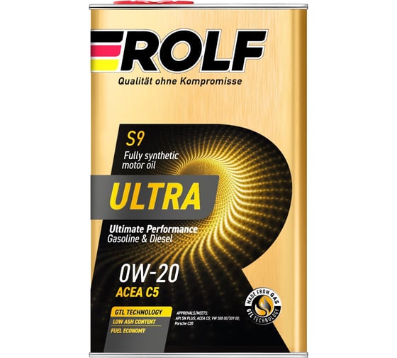 Изображение товара Моторное масло Rolf ultra 0w-20, c5, sn plus, 1 л 322939