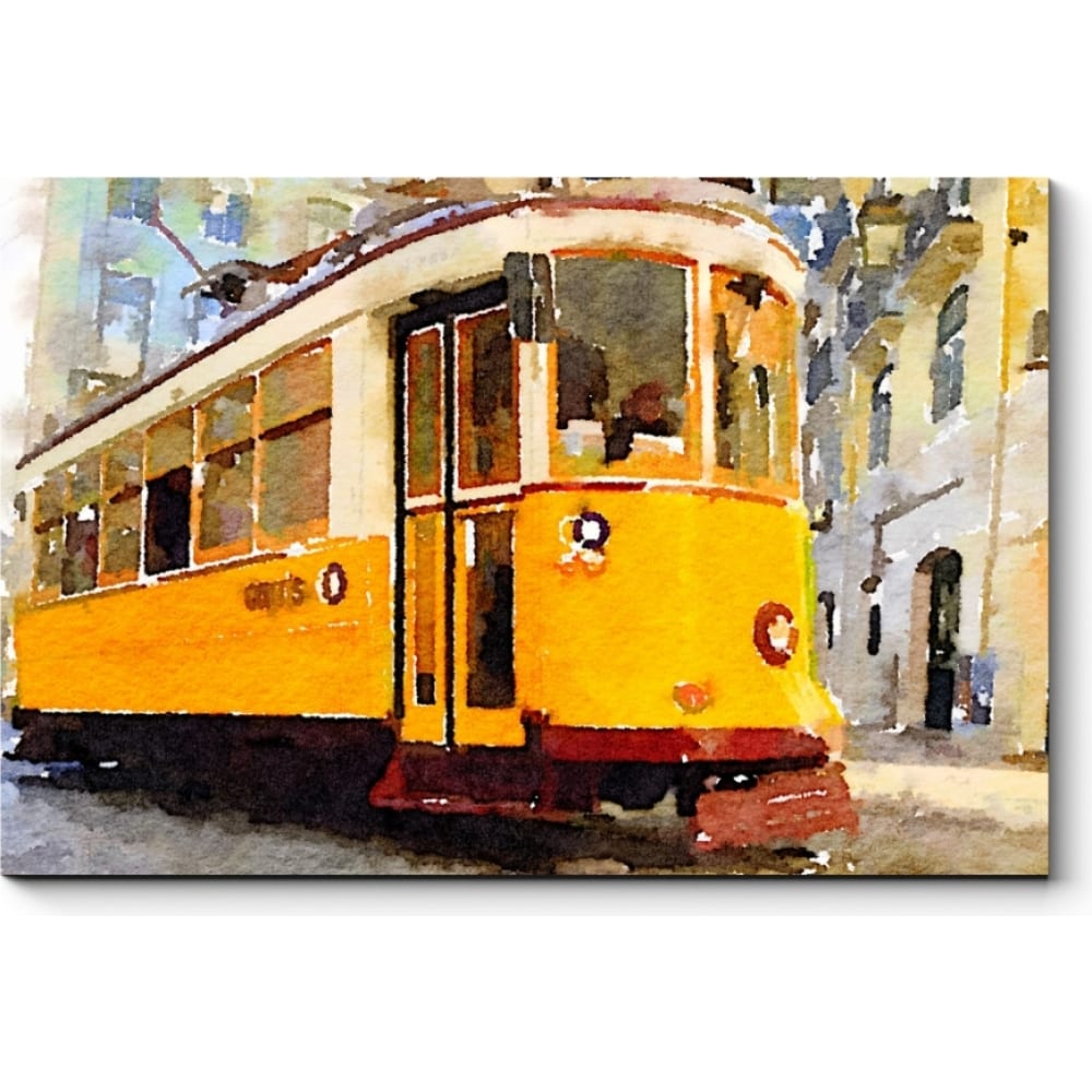 Картина Picsis картина на холсте желтый трамвай 70x110 см