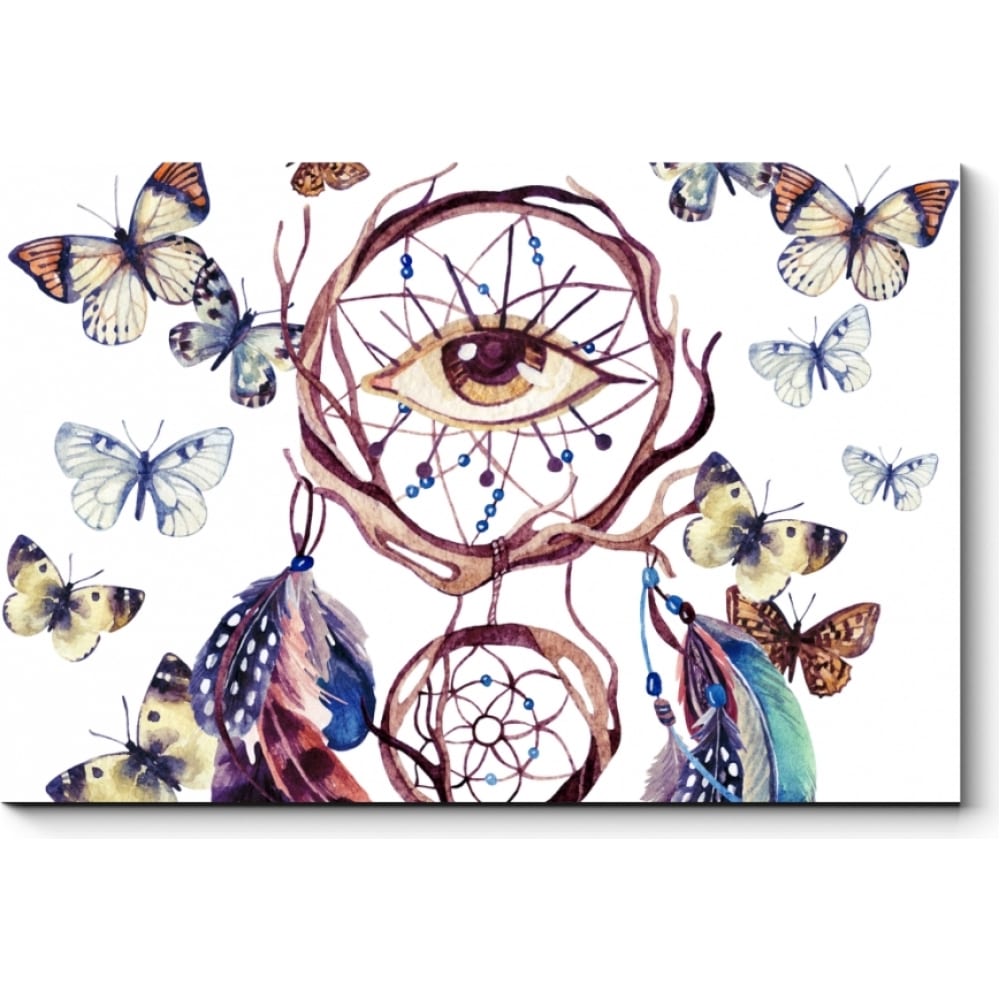 Картина Picsis ловец снов паутина розово голубой d 17 см 70х17 см