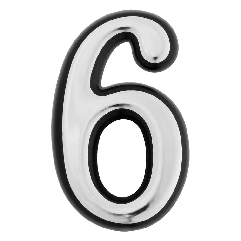 Изображение товара Дверная цифра ТУНДРА 6, пластиковая, цвет хром, 1 шт. 5206111