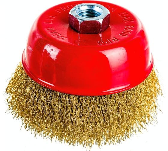 Изображение товара Щетка чашечная (100 мм; М14; латунированная волнистая 0.35 мм) для УШМ Elitech 1820.074000