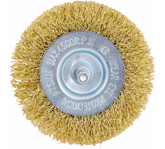 Изображение товара Щетка плоская (75 мм; волнистая 0.35 мм) для дрели Elitech 1820.076700