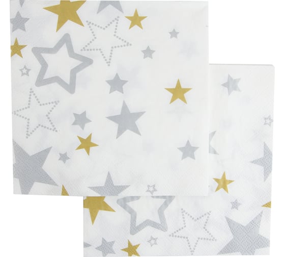 Изображение товара Салфетки Дон Баллон сверкающие звезды, белый, 33x33 см, 20 шт. 57522