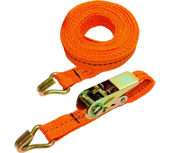 Изображение товара Стяжной ремень с крюками (25мм, 1,2т, 6м оранжевый) СТРОП-ПРО SP02983