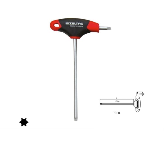 Изображение товара Т-образный ключ TORX 6-гранный с рукояткой T10 IZELTAS 4909220010