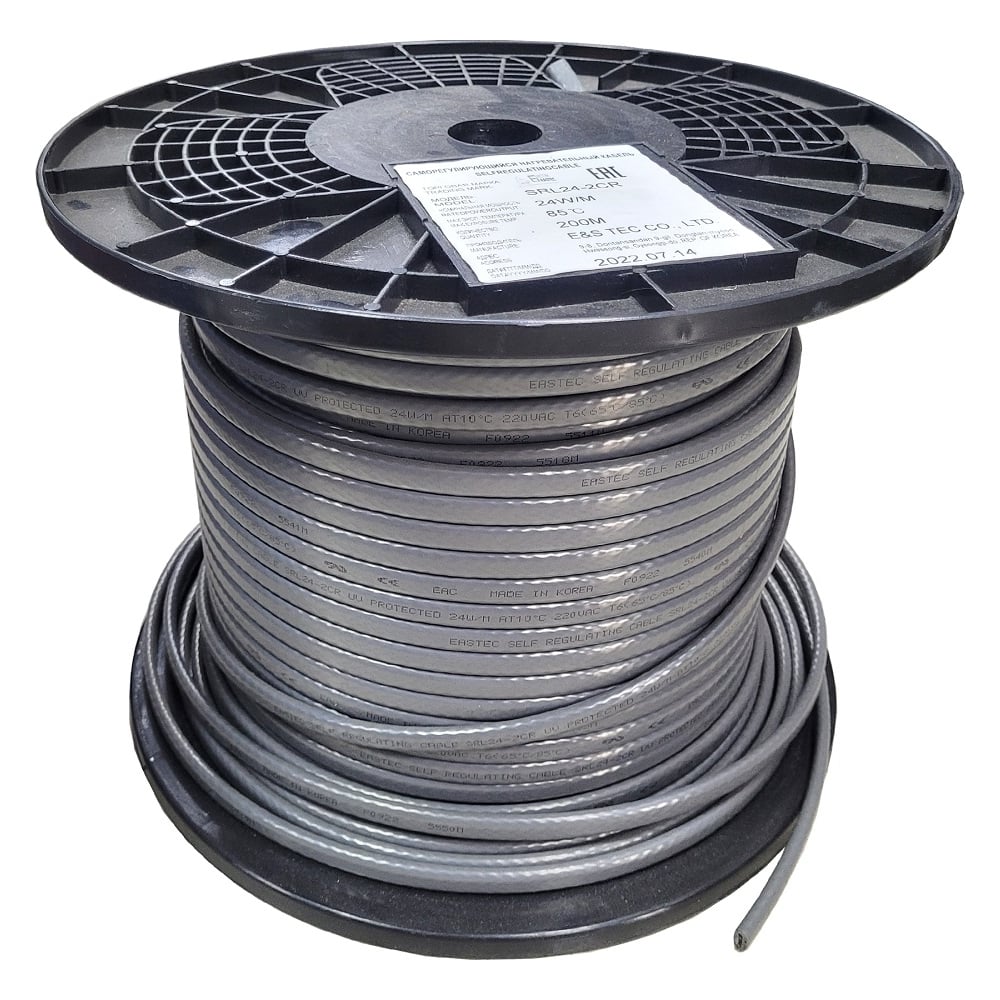 Изображение товара Греющий кабель для труб и водостока EASTEC 20 м саморегулирующийся 24 Вт/м