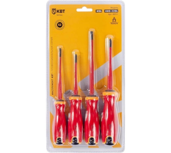 Изображение товара Набор диэлектрических отверток КВТ НИО-2204 серия СЛИМ 88931