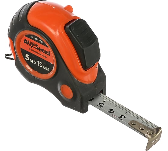 Изображение товара Рулетка обрезиненный корпус 5мх19мм с автостопом AV Steel AV-971750