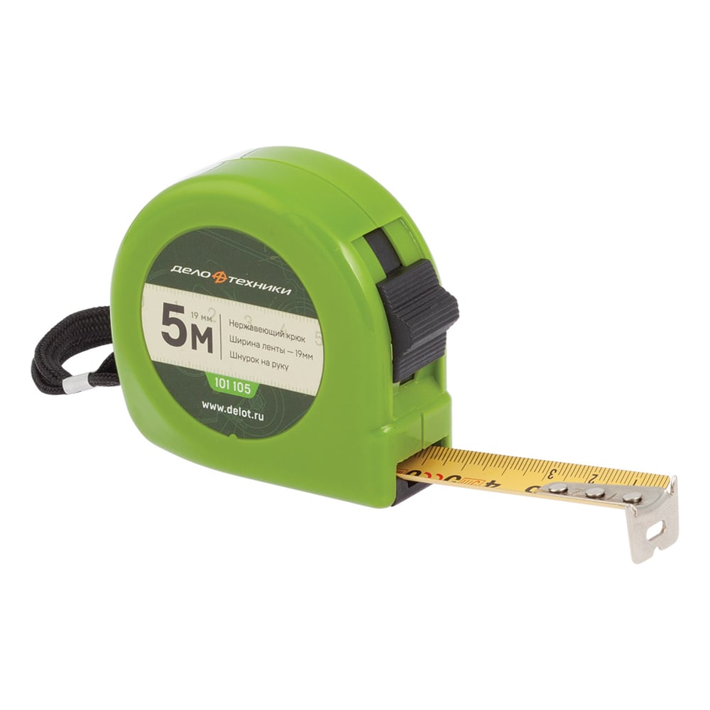 Изображение товара Рулетка Дело техники 5м х 19мм пластиковая с металлической лентой ярко-желтая
