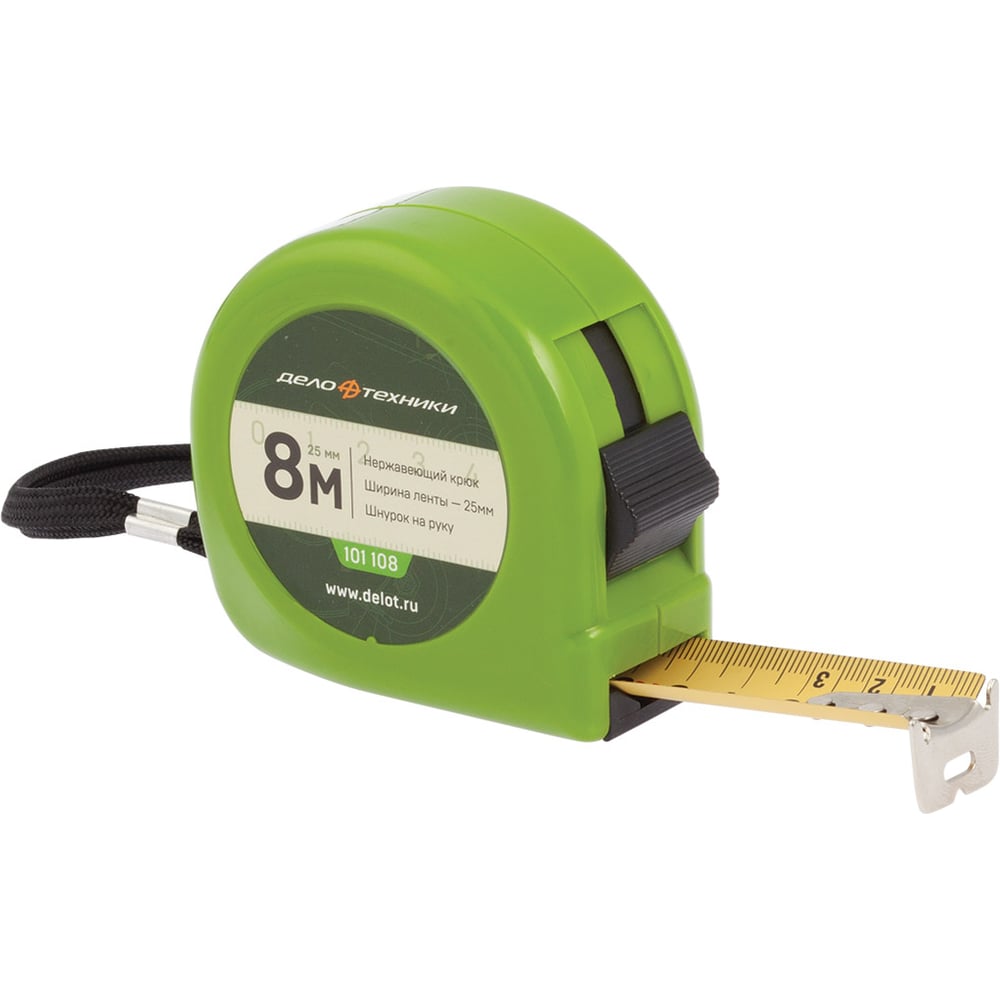 Изображение товара Рулетка 8м х 25мм Дело техники пластик сталь желтая бытовая измерительная