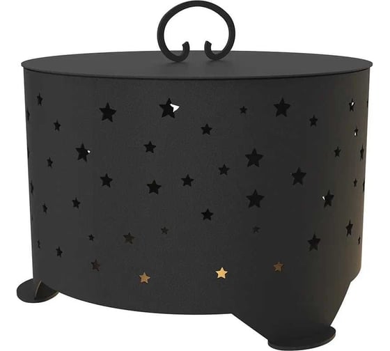 Изображение товара Комплект: костровая чаша с плоским дном с крышкой пламегасителем FIRE-HOUSE звезды диаметр 50 Pd1-500звезды