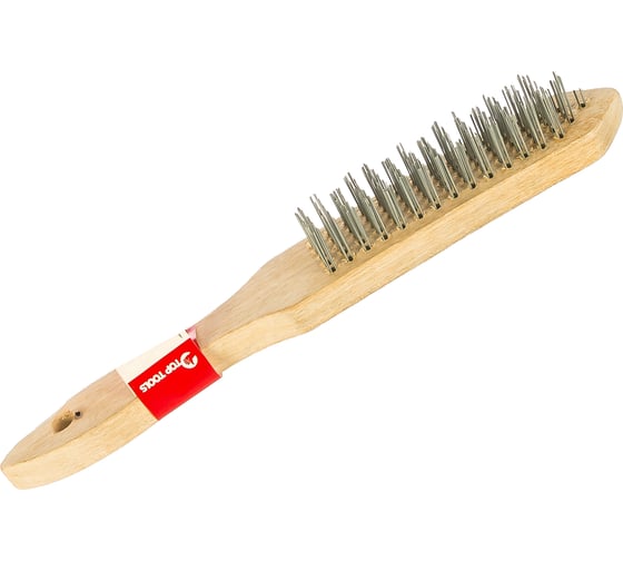 Изображение товара Проволочная щетка, 5 рядов проволоки, деревянная рукоятка Top Tools 14A605