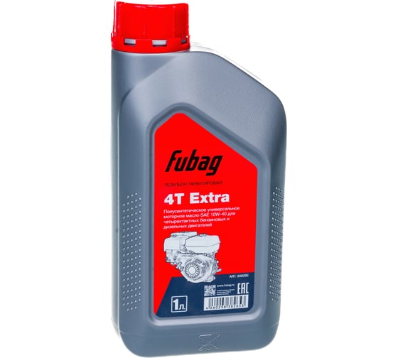 Изображение товара Масло моторное универсальное полусинтетическое для четырехтактных бензиновых и дизельных двигателей 1л Fubag 4Т Extra SAE 10W40 838265