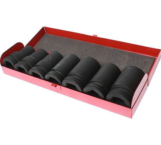 Изображение товара Набор головок торцевых ударных 6-гранных, 1", глубоких 24-38 мм, в кейсе 7 предметов JTC-J807L