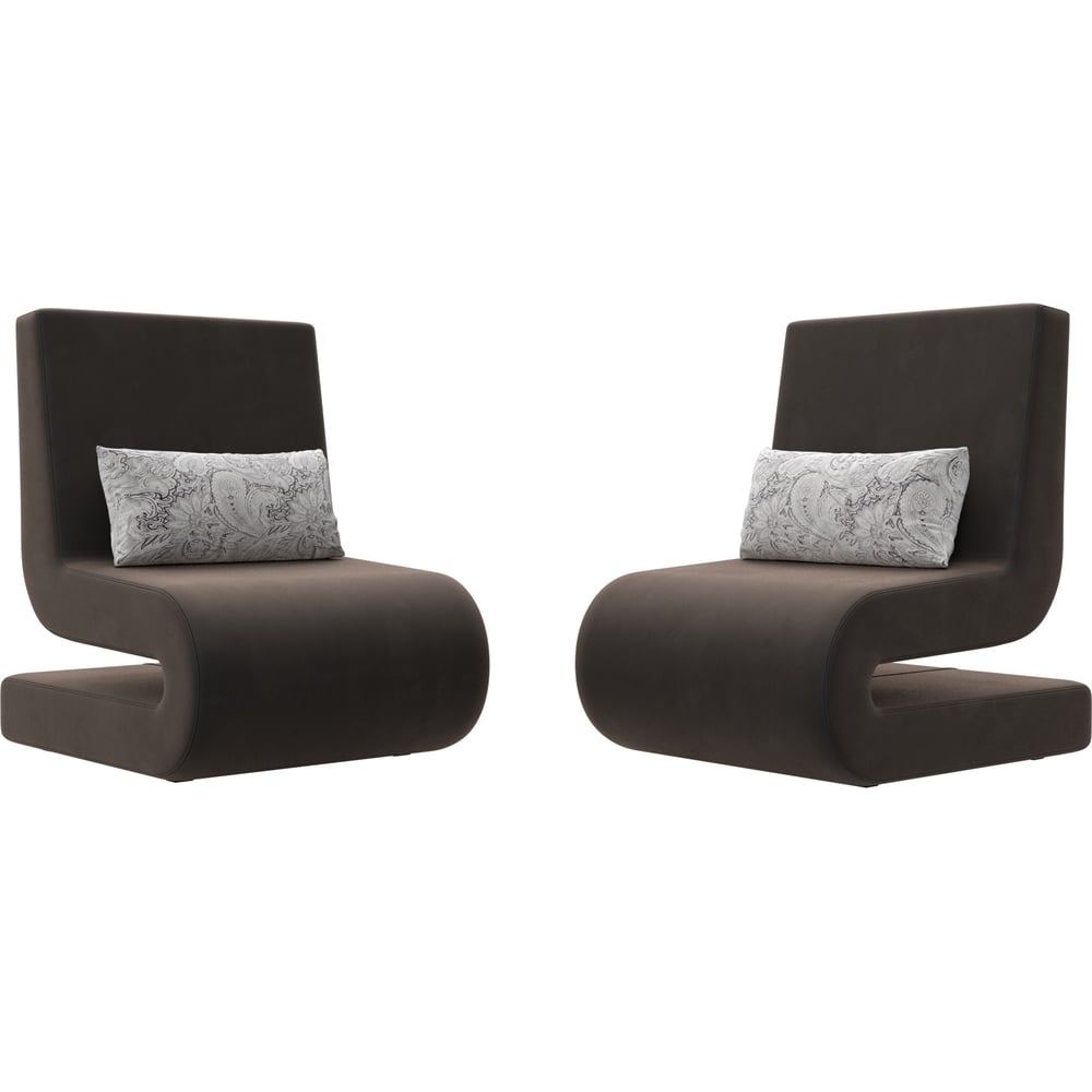 Изображение товара Кресло Лига диванов Волна современное велюровое коричневое