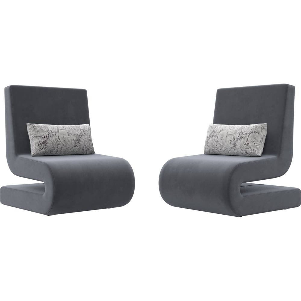 Изображение товара Кресло Лига диванов Волна современное велюровое серое