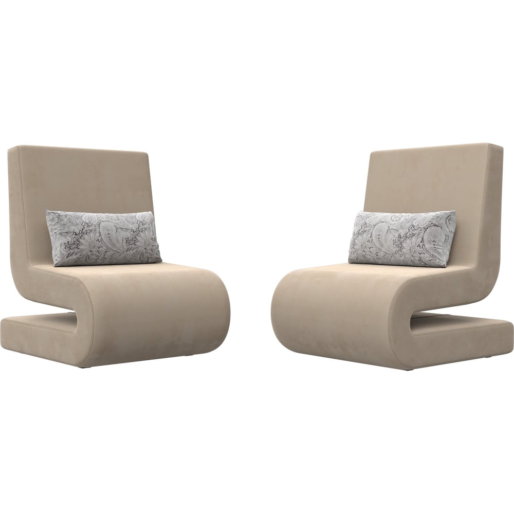 Изображение товара Кресло Лига диванов Волна - современное бежевое кресло из велюра без подлокотников