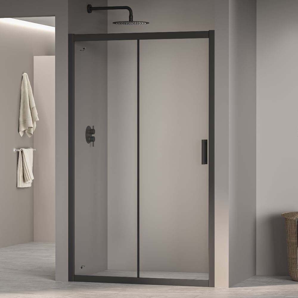 Изображение товара Душевая дверь RGW 180x195 прозрачное стекло раздвижная черный профиль