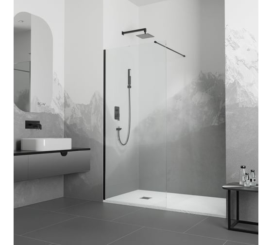 Изображение товара Душевая перегородка RGW 70x195 WA-010 в чёрный, прозрачное, 8 мм 351001007-14