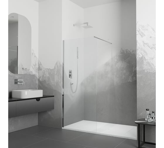 Изображение товара Душевая перегородка RGW 100x195 WA-002 хром, прозрачное, 6 мм 35100210-11