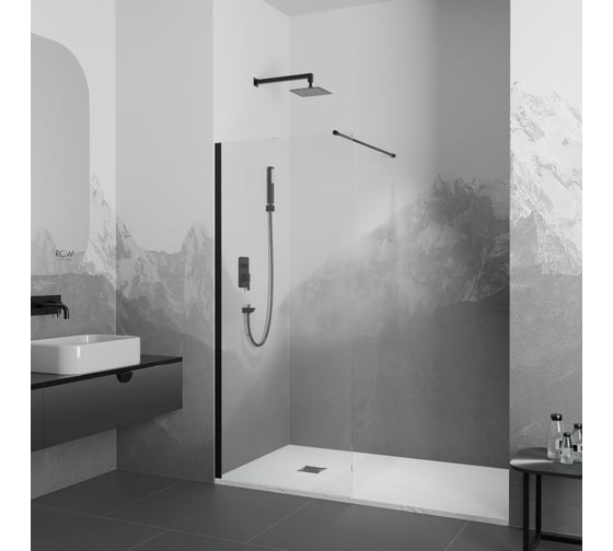 Изображение товара Душевая перегородка RGW 80x195 WA-002 в чёрный, прозрачное, 6 мм 35100208-14