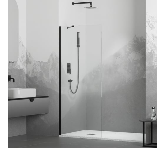 Изображение товара Душевая перегородка RGW 100x195 WA-102 в чёрный, прозрачное, 6 мм 351010210-14