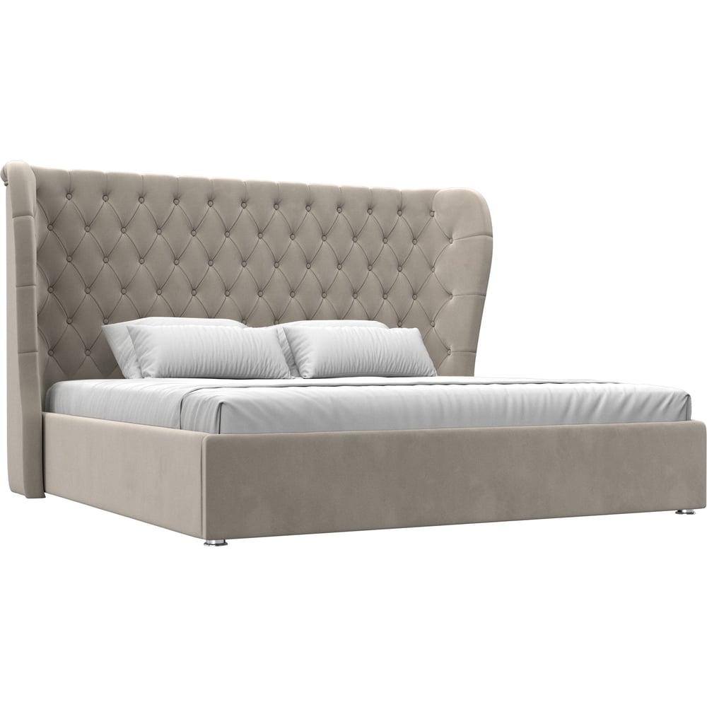 Изображение товара Интерьерная кровать Лига диванов Далия 200 микровельвет бежевый современный стиль