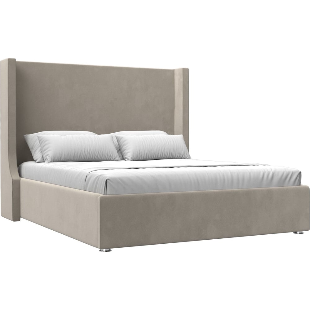 Изображение товара Интерьерная кровать Лига диванов Ларго 160 бежевый микровельвет современная