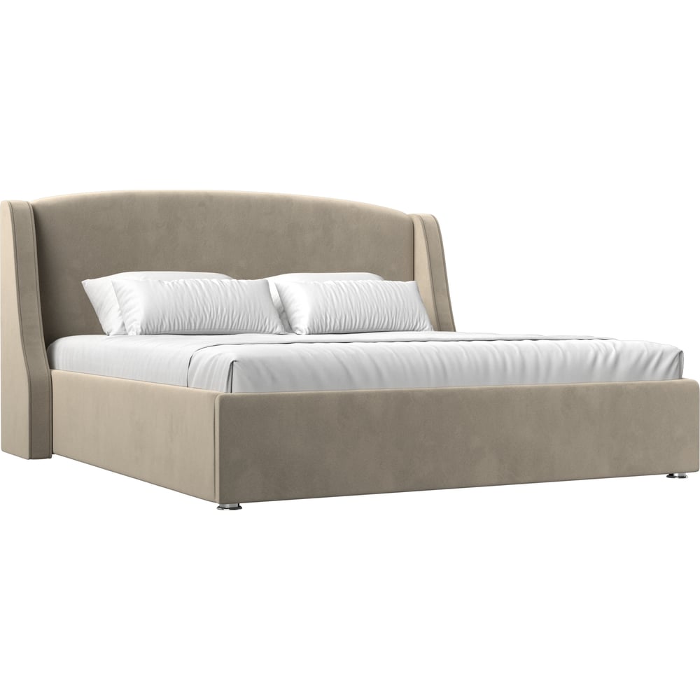 Изображение товара Интерьерная кровать Лига диванов Лотос 160 микровельвет бежевый с подъемным механизмом