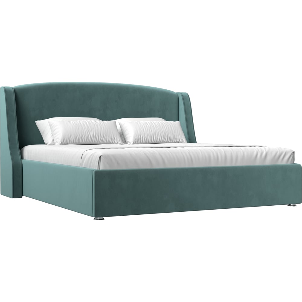 Изображение товара Интерьерная кровать Лига диванов Лотос 160 велюр бирюзовая современная кровать для спальни