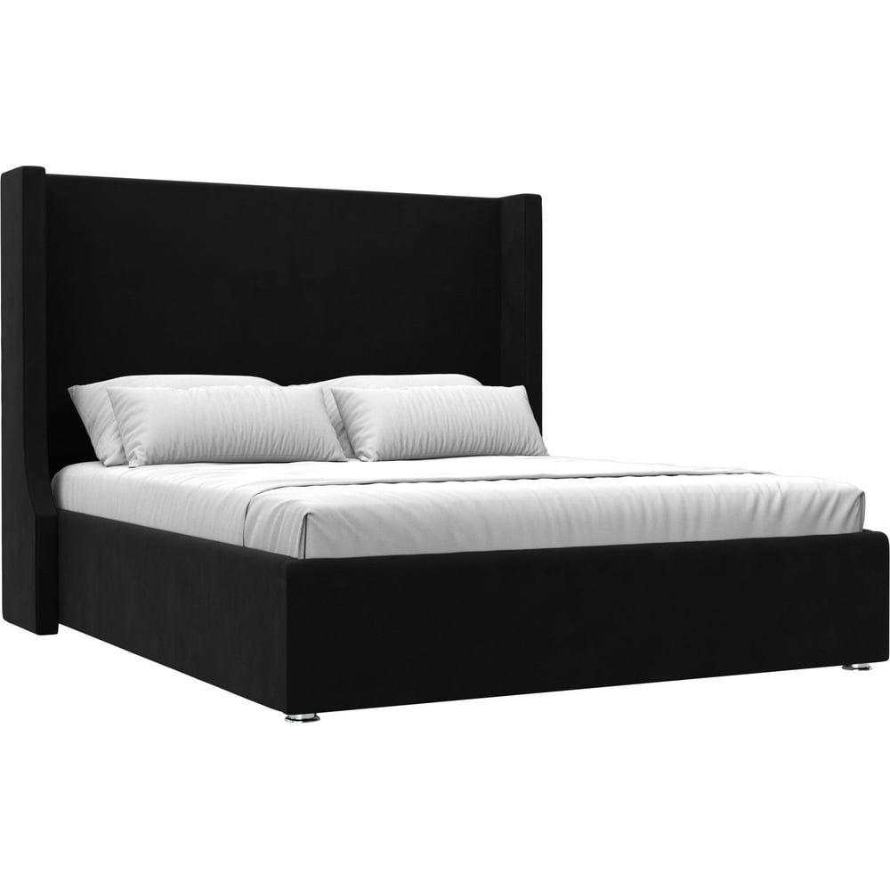 Изображение товара Интерьерная кровать Лига диванов Ларго 160 микровельвет черный современная кровать для спальни