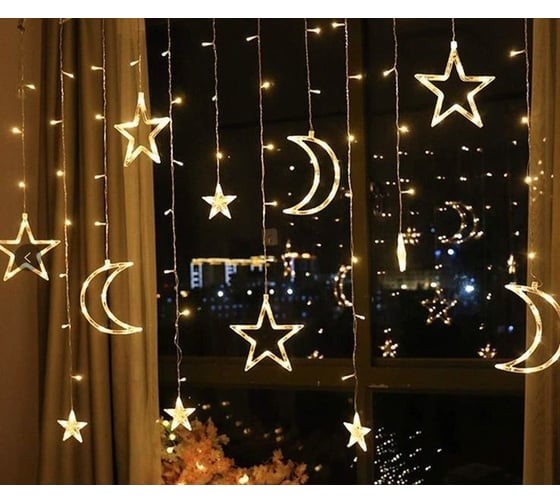 Изображение товара Светодиодная гирлянда Дон Баллон Звездная ночь, 138 LED, 12 фигур, 8 режимов, IP 14, 0.9x3 м. Теплый белый, 1 шт 512045