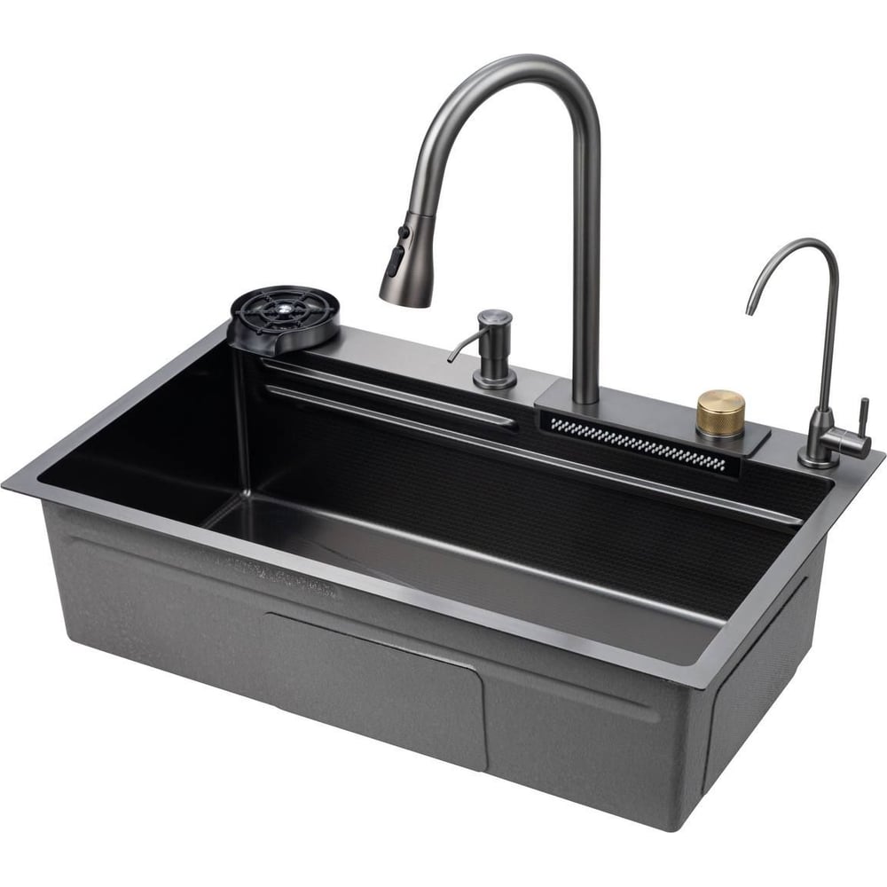 Изображение товара Многофункциональная кухонная мойка Savol s-sc003q 25010 нержавеющая сталь графит