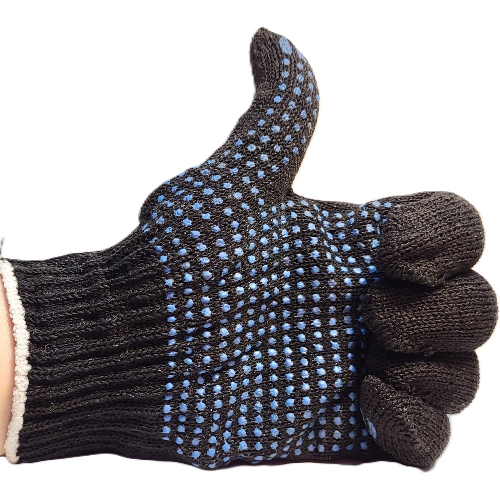 Изображение товара Перчатки с ПВХ R2R Х/Б 10 класс, 5 нитей, черные, 100 пар