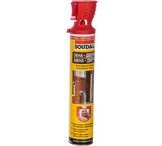 Изображение товара Монтажная пена SOUDAL GENIUS GUN окна двери 750 мл 131132