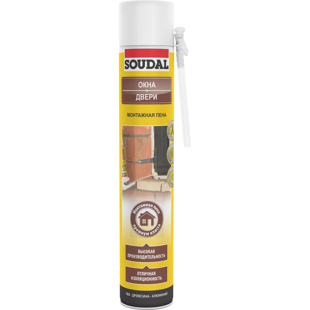Изображение товара Ручная монтажная пена SOUDAL 45 114093 750мл светло-желтый баллон