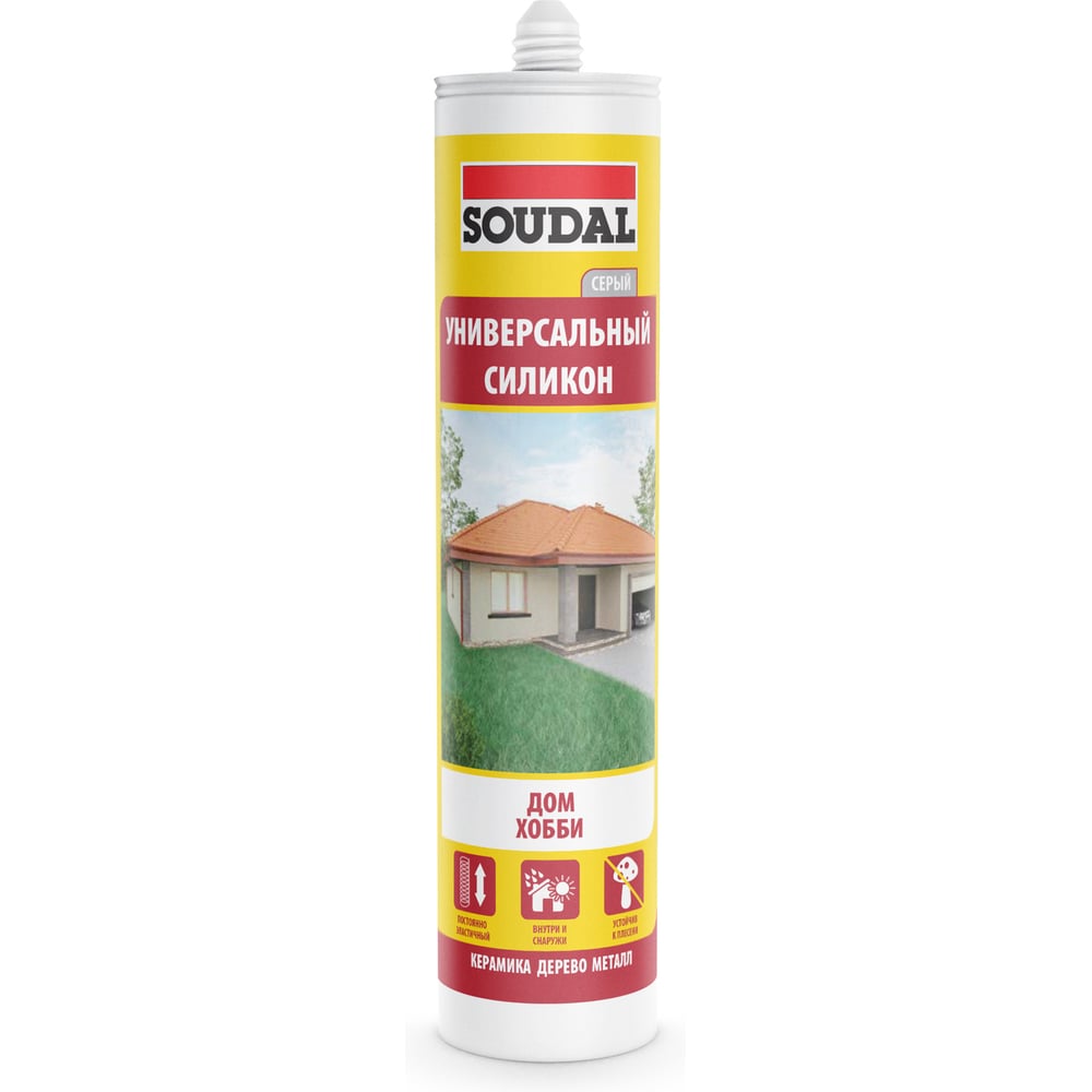 Изображение товара Универсальный силикон SOUDAL серый 105908 картридж 50х50х230 мм