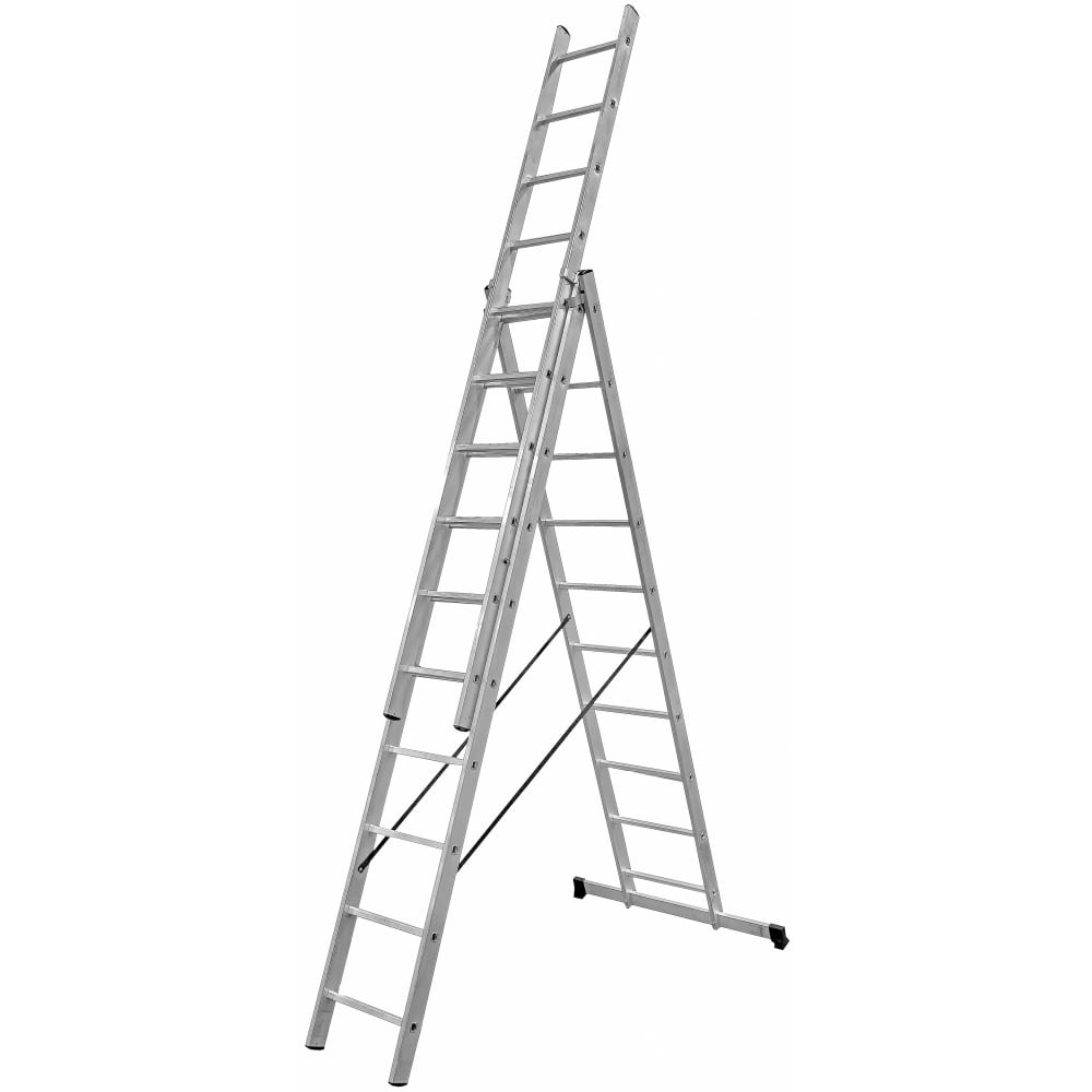 алюминиевая трехсекционная лестница scala Трехсекционная лестница Inforce