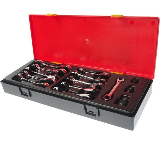 Изображение товара Набор ключей комбинированных укороченных трещоточных 8-19мм 14 предметов JTC K6144