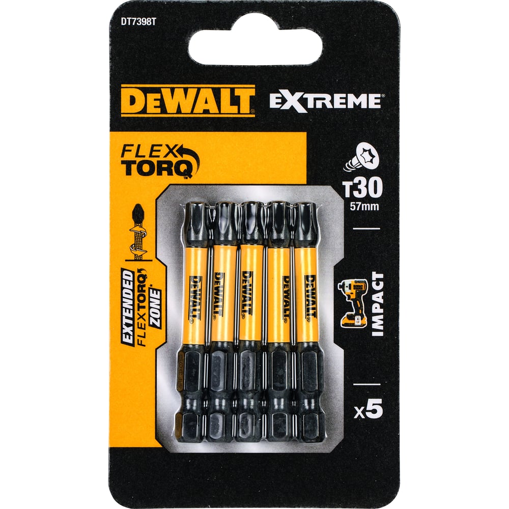Изображение товара Биты, T30х57 мм, 5 шт. DEWALT DT7398T Изображение товара Биты, T30х57 мм, 5 шт. DEWALT DT7398T