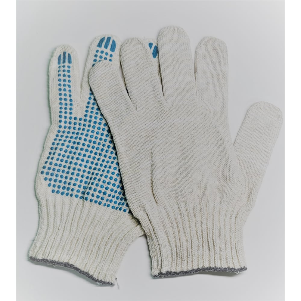 Изображение товара Перчатки хлопчатобумажные с пвх, 10 класс, упаковка 100 пар, модель 0410-100