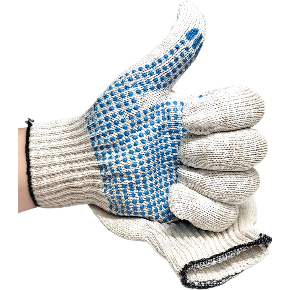 Изображение товара Перчатки R2R х/б с пвх, 10класс, 4 нити, 100 пар 0410-100